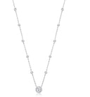 Silver 10 Rubover Cubic Zirconias with Halo Cubic Zirconia Pendant Necklace