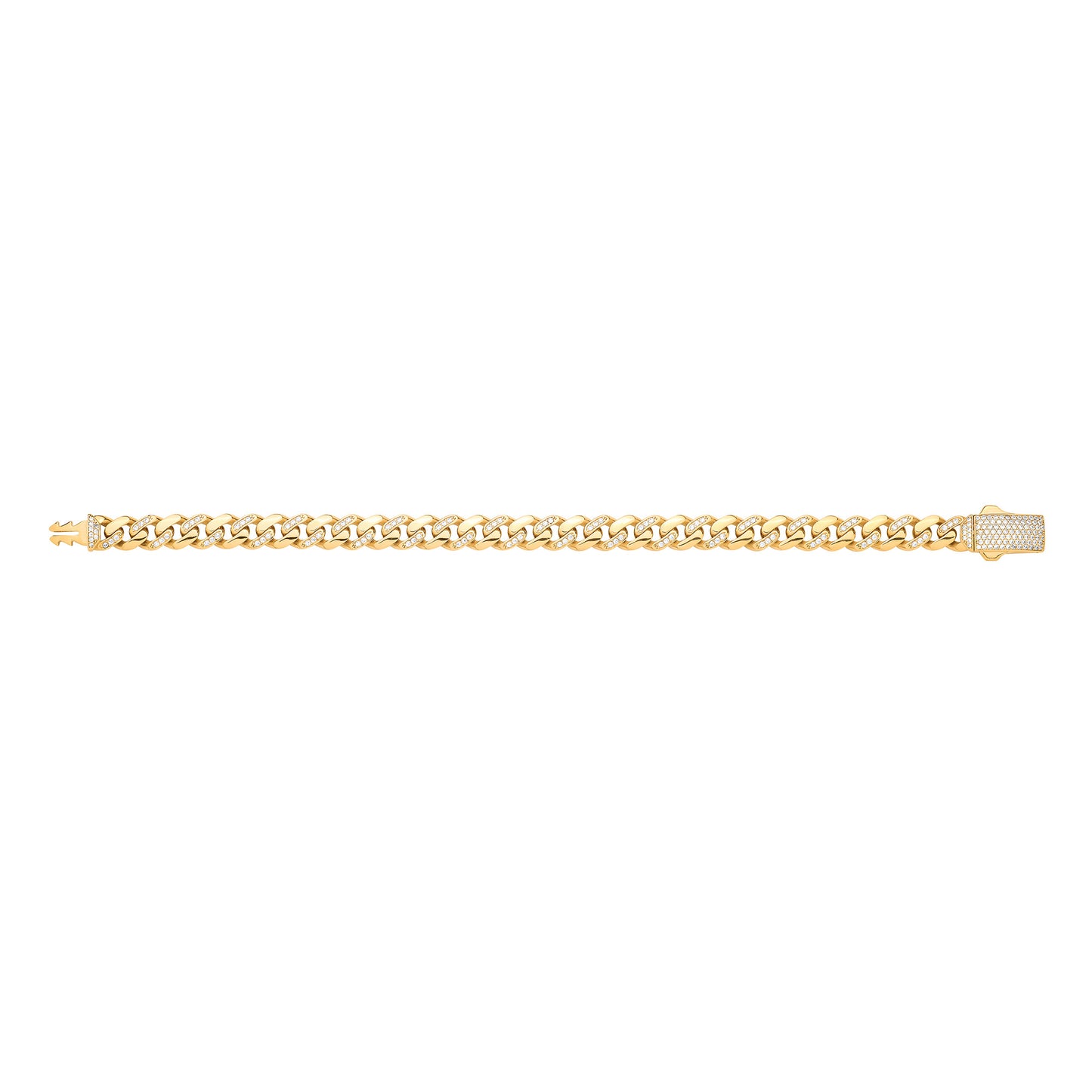 Yellow Gold Cubic Zirconia Curb 8mm Gents Bracelet - 9ct Gold