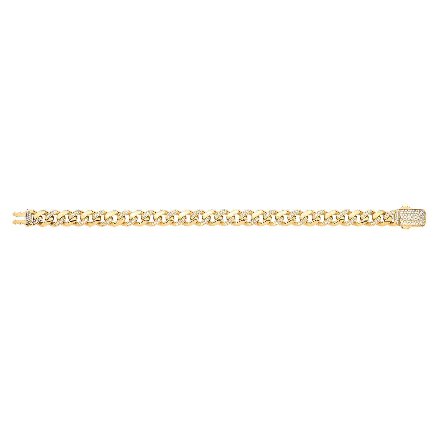 Yellow Gold Cubic Zirconia Curb 9mm Gents Bracelet - 9ct Gold