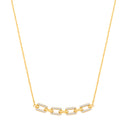 Silver 18ct Yellow Gold Plated Necklace with Cubic Zirconia Paper Clip Pendant