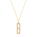 Silver 18ct Yellow Gold Plated Necklace with Cubic Zirconia Paper Clip Drop Pendant