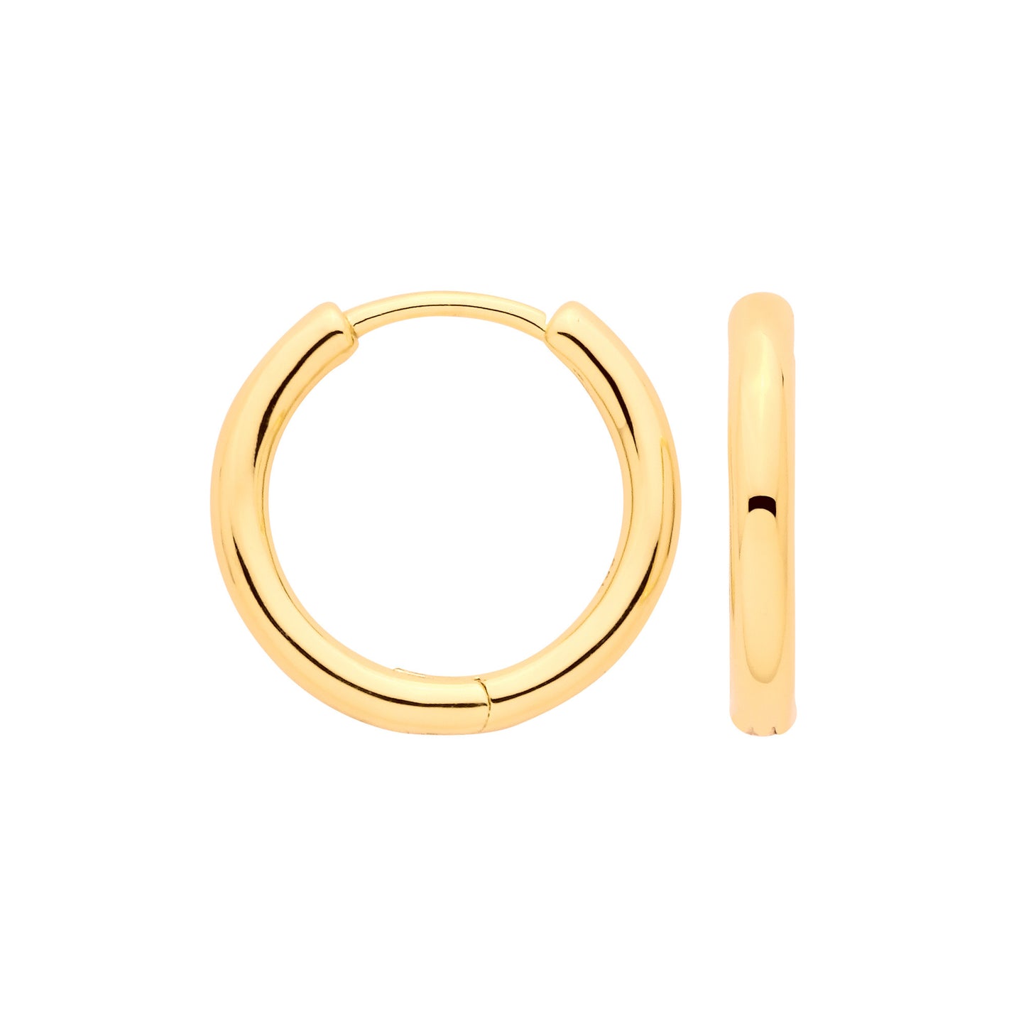 Silver 18ct Yellow Gold Plated Hinged Hoop Earrings - Silver