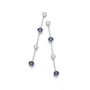Silver Rubover Clear & Blue Cubic Zirconia's Drop Earrings