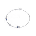 Silver Rubover Blue & Clear Cubic Zirconia's Ladies Bracelet