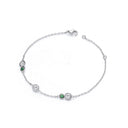 Silver Rubover Green & Clear Cubic Zirconia's Ladies Bracelet