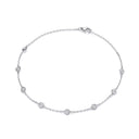 Silver 8 Rubover Clear Cubic Zirconia's Ladies Anklet