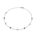 Silver Rubover Blue & Clear Cubic Zirconia's Ladies Anklet