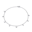 Silver Hearts and Round Cubic Zirconia's Ladies Anklet
