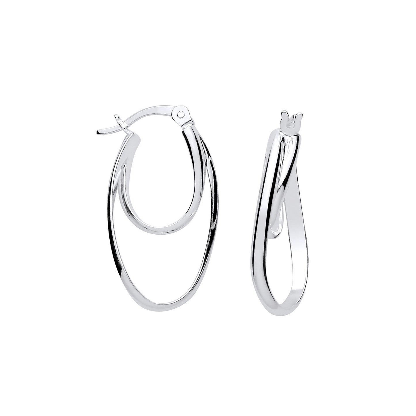 Silver Oval Hoop Earrings - Silver