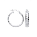 Silver 20mm Tyre Tread Design D Shape Earrings