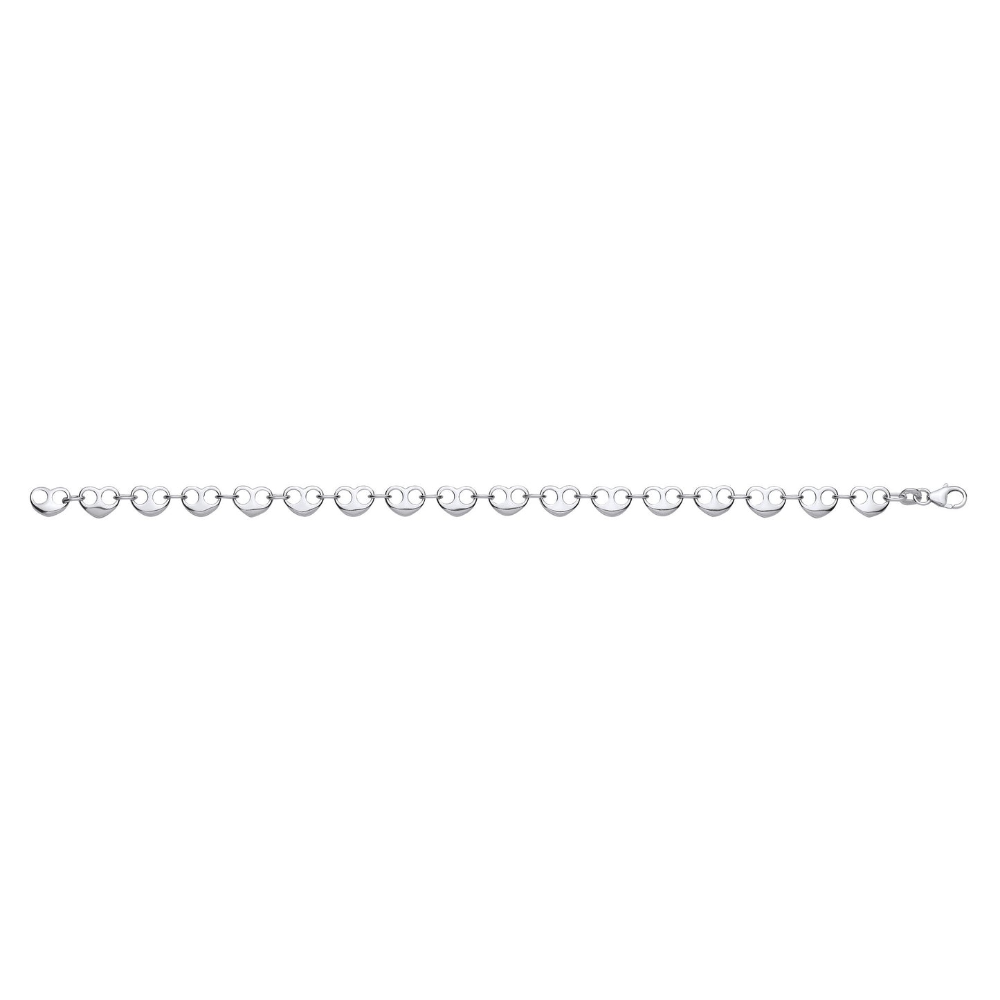 Silver Heart Bean Ladies Bracelet - Silver
