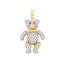 Yellow Gold Cubic Zirconia 3D Teddy bear Pendant
