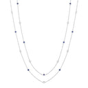 38" Silver Rubover Blue & Clear Cubic Zirconia's Necklace