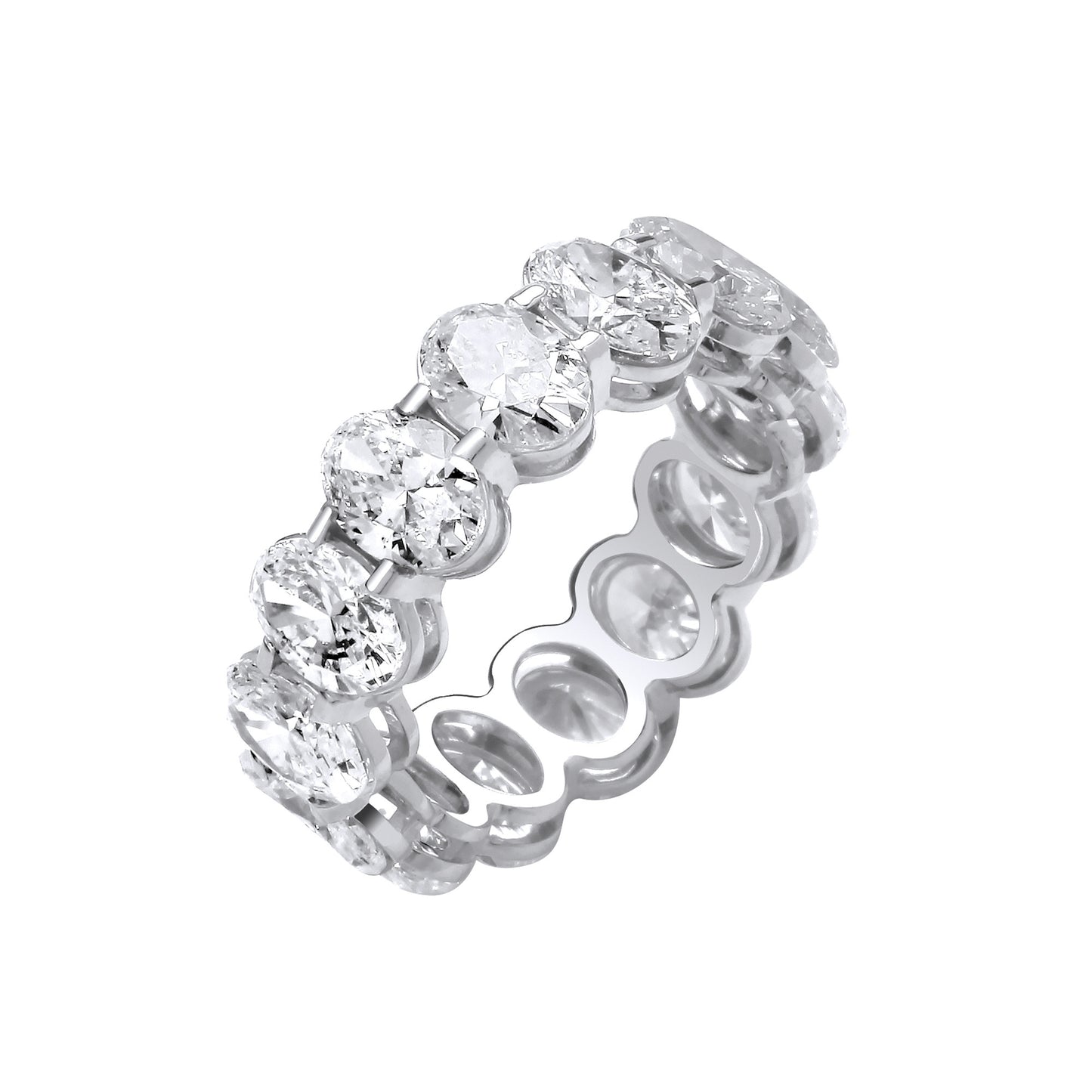 18ct White Gold 7.00ctw Oval Cut Lab Grown Diamond Eternity Ring IGI Certified - 18ct Gold