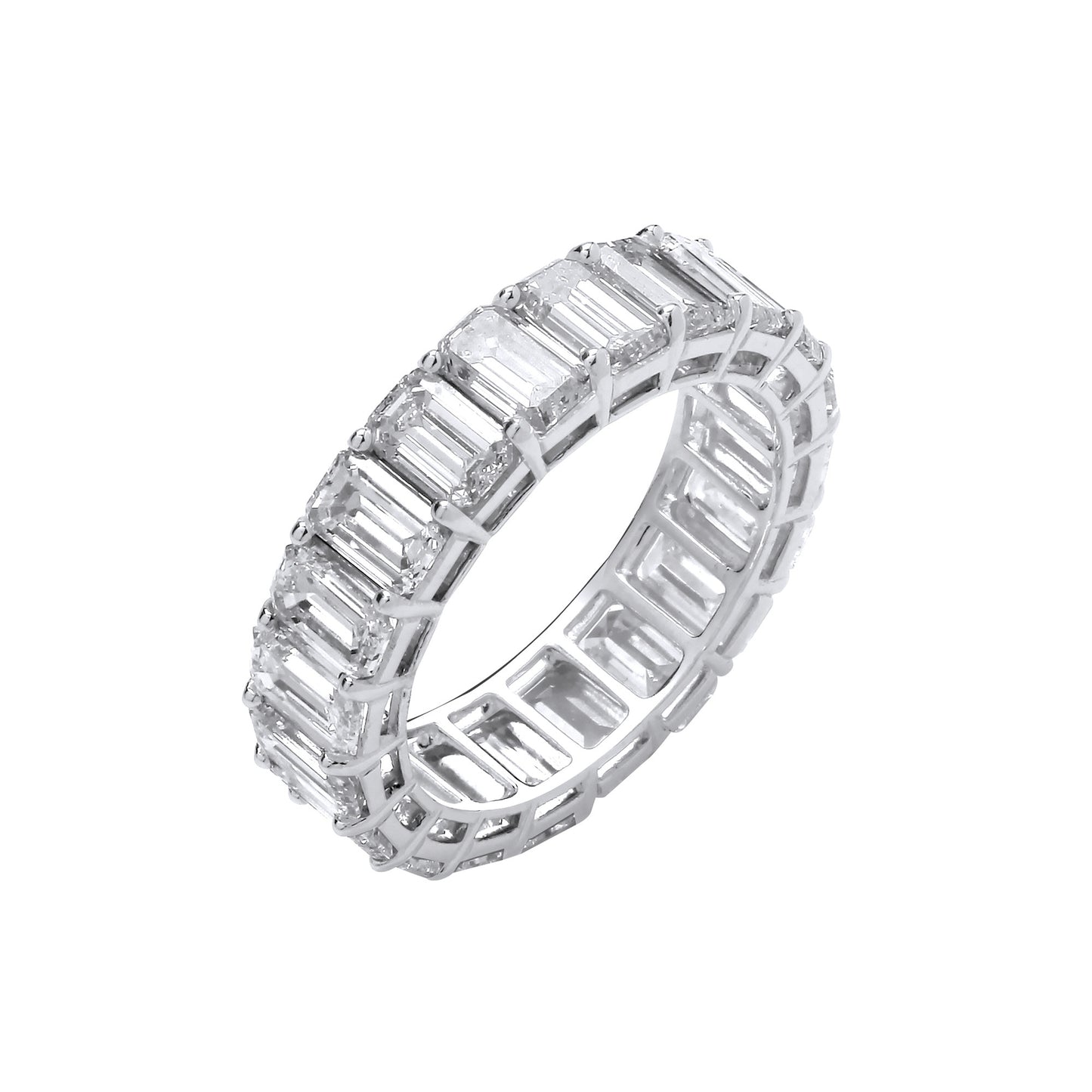 18ct White Gold 6.00ctw Emerald Cut Lab Grown Diamond Eternity Ring IGI Certified - 18ct Gold