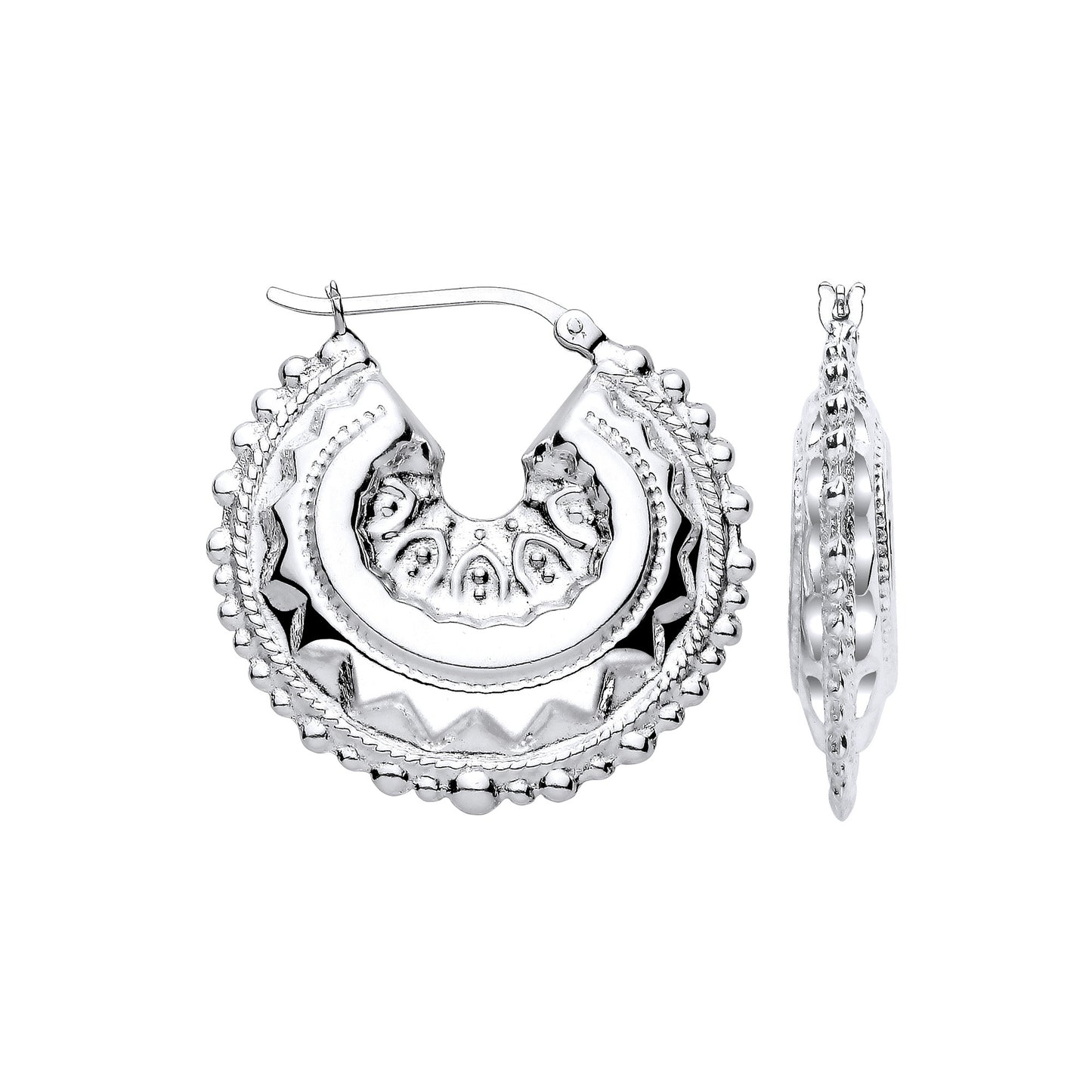 Silver Round 30mm Creole - Silver