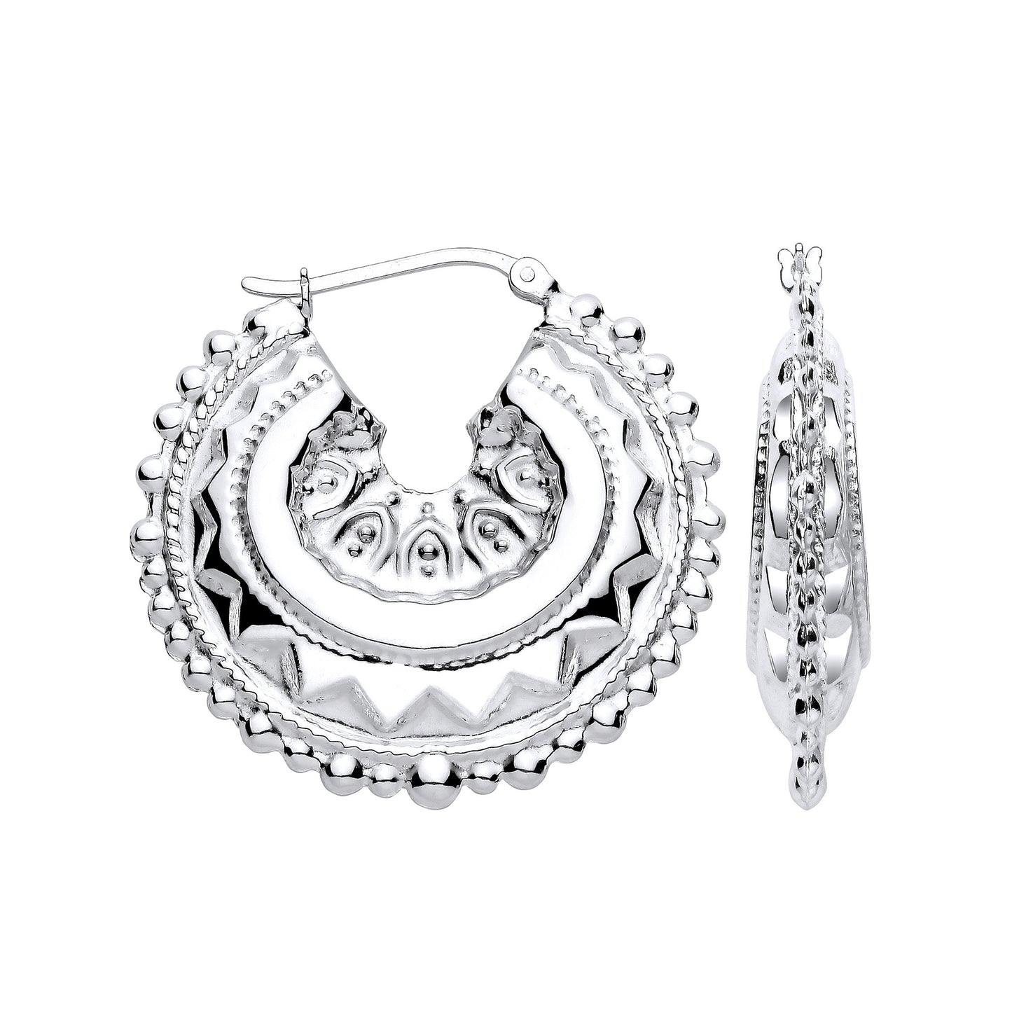 Silver Round 35mm Creole - Silver