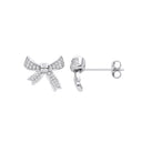 Silver Cubic Zirconia Bow Stud Earrings
