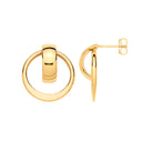 Yellow Gold Half Hoop with Circle Drop Earrings