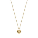 Silver Yellow Gold Plated Heart Ribbed Pendant Chain