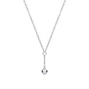 Silver Chain Paper Clip Link with Heart Drop Pendant