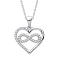 Heart with infinity Cubic Zirconia Pendant on 16-18" Chain