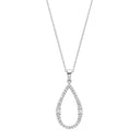 Silver Teardrop Cubic Zirconia Long Pendant on 16-18" Chain