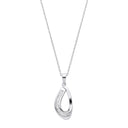 Silver Baguette Cubic Zirconias Open Teardrop Pendant with Chain