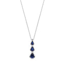 Blue Pear Shaped Cubic Zirconias Silver Pendant with Chain