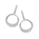 Circle of Life with Graduated Cubic Zirconias Silver Drop Earrings