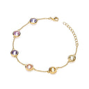 Yellow Gold Plated Silver Chess Cut Multi Colour 6mm Cubic Zirconias Ladies Bracelet