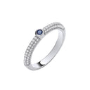 Silver Blue Sapphire Cubic Zirconia Rubover Half ET Ring