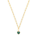 Silver Yellow Gold Plated Paper Clip Heart Necklace