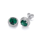 Green Halo Style Cubic Zirconia Stud Earrings