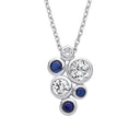 Timeless Style Rubover set Blue & Clear Cubic Zirconia Pendant