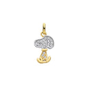Yellow Gold Snoopy Cubic Zirconia Pendant