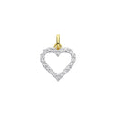 Yellow Gold Cut out Cubic Zirconia Heart Pendant