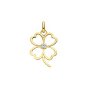 Yellow Gold Four Leaf Clover Cubic Zirconia Pendant