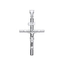 White Gold Hollow Round Tube Crucifix