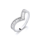 Silver Wishbone Ring Baguette Cut Cubic Zirconias Channel Set