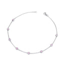 Silver Rubover Pink Cubic Zirconia's Ladies Anklet