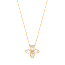 Yellow Gold MOP Flower Pendant on 18" Chain