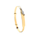 Yellow Gold Expandable Baby ID Bangle With Dinosaur