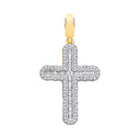 Yellow Gold Cross with Baguettes and Round Cubic Zirconias