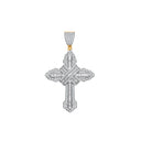 Yellow Gold Vintage Style Cubic Zirconias Kiss Cross