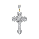 Yellow Gold Large Vintage Style Cubic Zirconias Kiss Cross