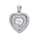Silver Heart Cubic Zirconia with Two Row of Cubic Zirconia's Pendant