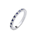 Silver Blue Sapphire & Clear Cubic Zirconias 2mm Full ET Ring