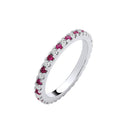 Silver Red Ruby & Clear Cubic Zirconias 2mm Full ET Ring