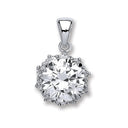 Silver Round Brilliant Cut Cubic Zirconia Pendant